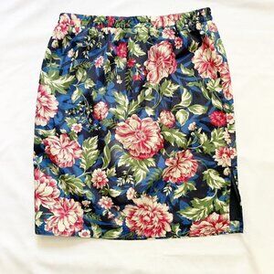 LOFT knee-length floral stretch skirt‎